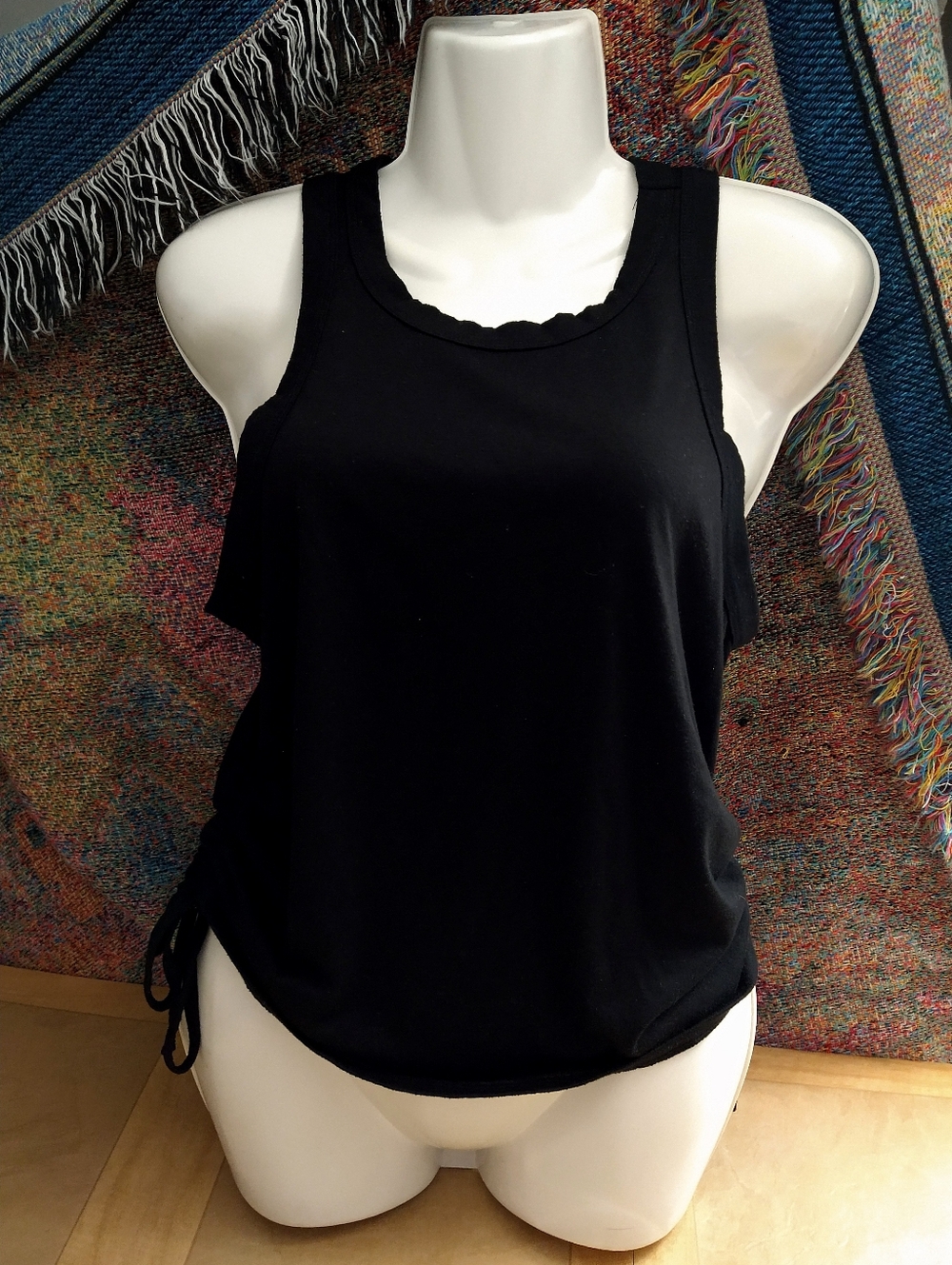 SO Black Ruched-Side Tank Top - Women's Medium